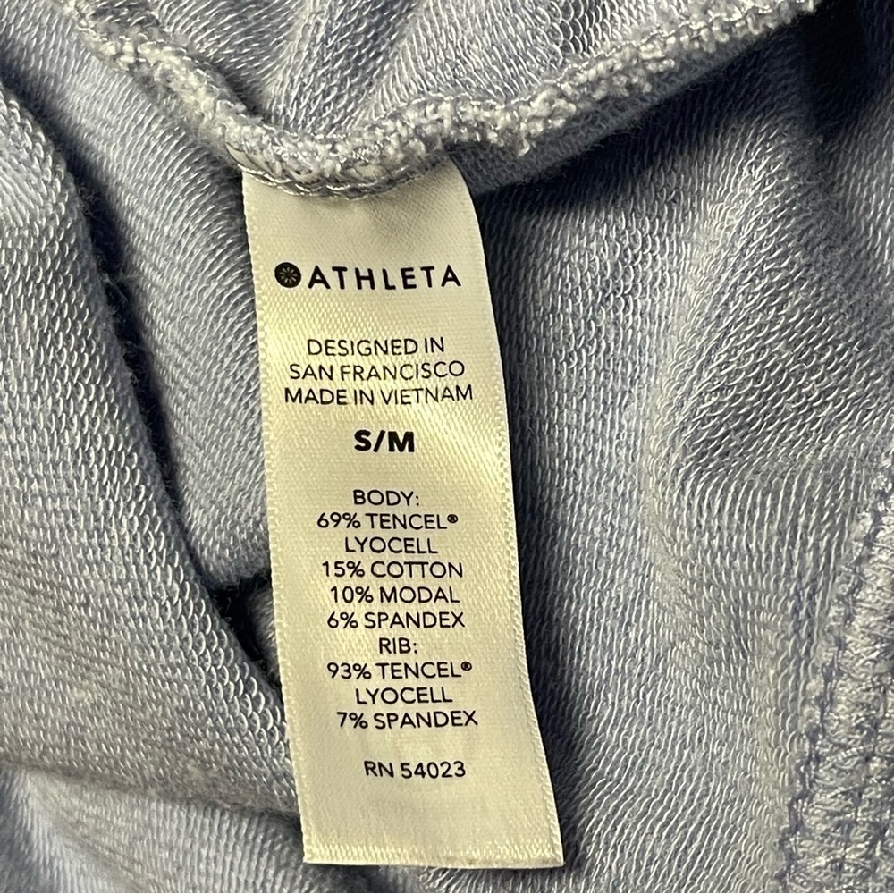 ATHLETA Lotus Wrap Size S/M Heather Blue Short Sleeve Open Front Comfy Cardigan - Picture 5 of 8
